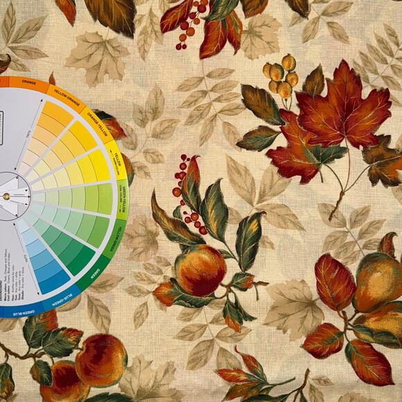 Fall Harvest Leaves, Fruit - VIP for Cranston Fabric - 1/2 Yard - Gold Metallic - Picture 4 of 9